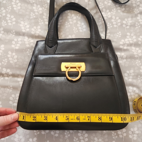 Salvatore Ferragamo Vintage Black Satchel with Gold Accents - Picture 8 of 16